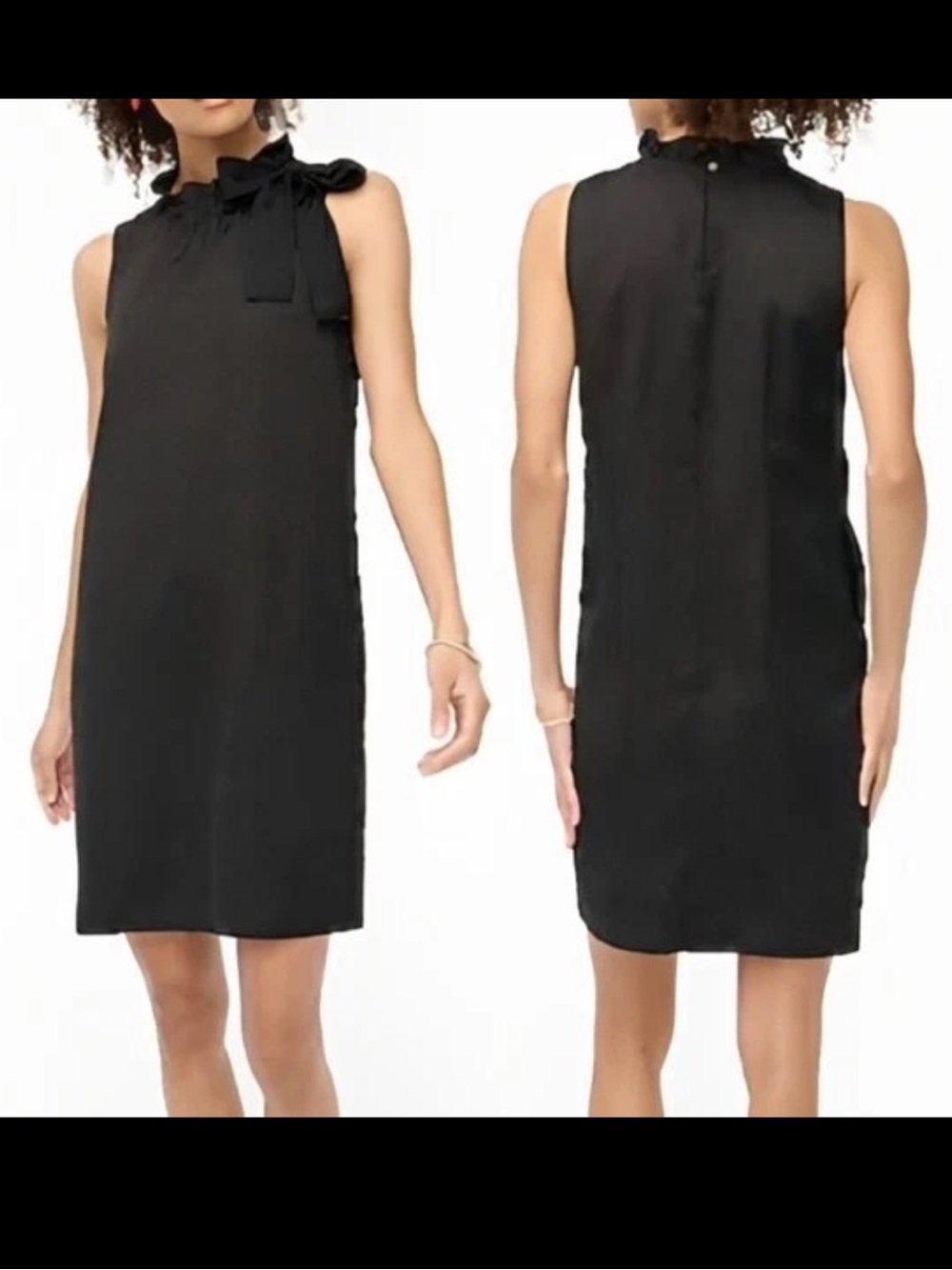 ‼️NEW J. Crew Black Bow Tie Neck Detail Mini Dress